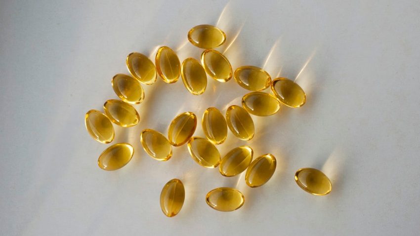 Pills on white background